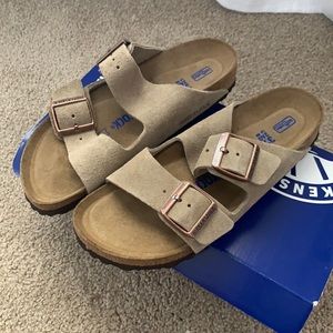 Birkenstock Taupe Suede Arizona Sandals 6